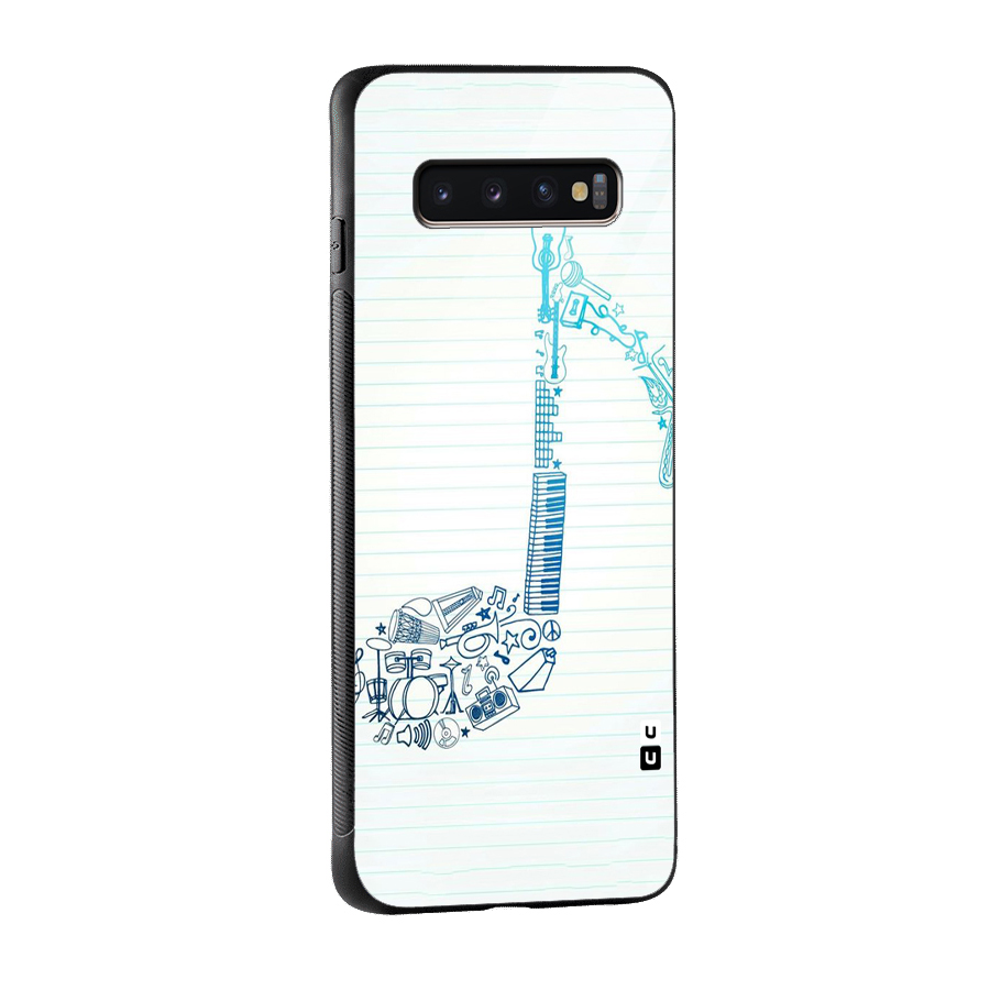 Music Note Design Glass Back Case for Galaxy S10 Plus