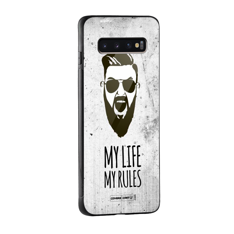 My Life My Rules Glass Back Case for Galaxy S10 Plus