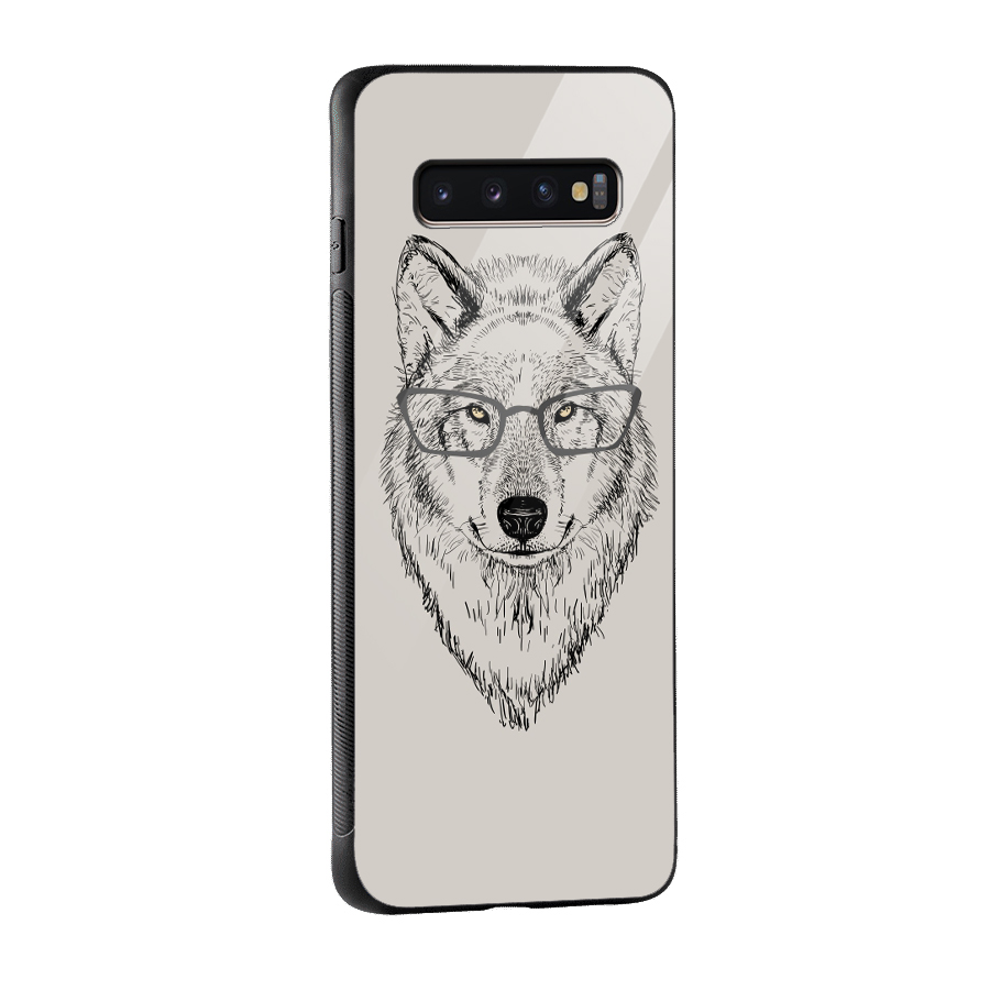 Nerdy Wolf Glass Back Case for Galaxy S10 Plus