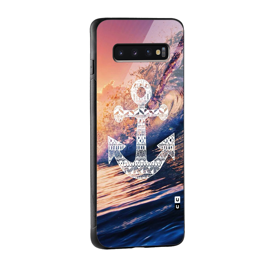 Ocean Anchor Wave Glass Back Case for Galaxy S10 Plus