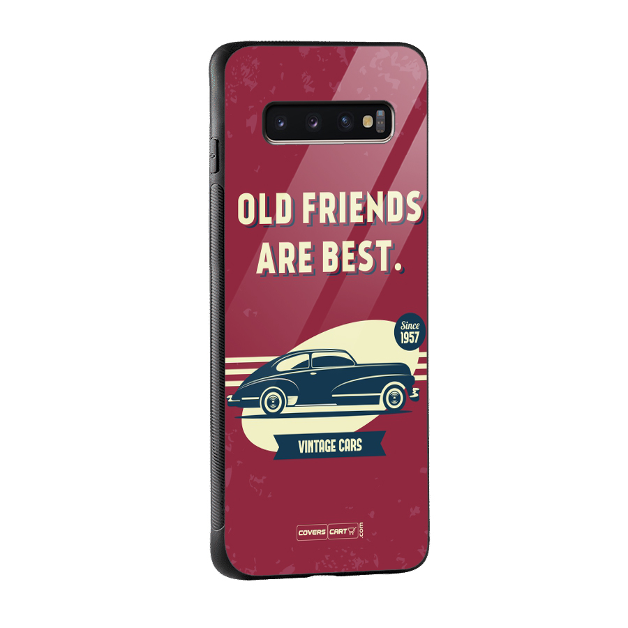 Old Friends Vintage Car Glass Back Case for Galaxy S10 Plus
