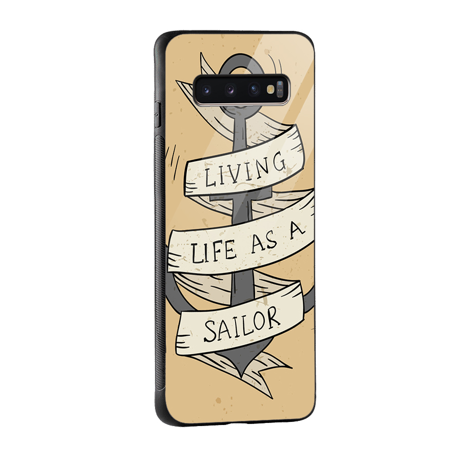 Old School Anchor Glass Back Case for Galaxy S10 Plus