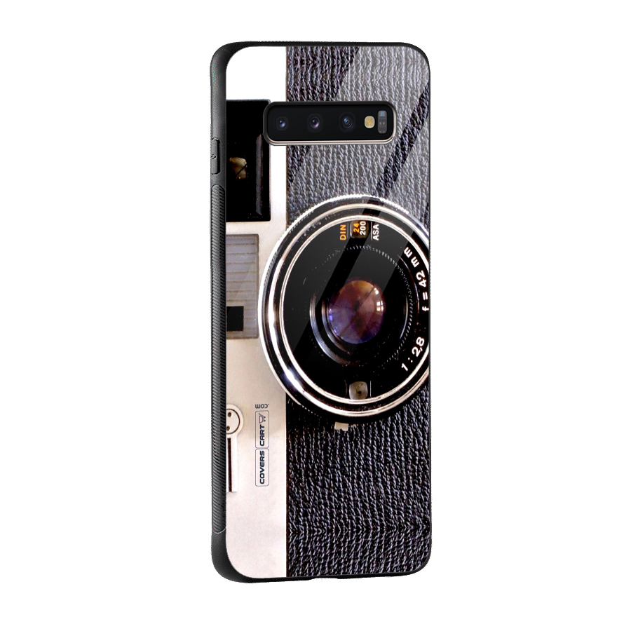 Old School Camera Glass Back Case for Galaxy S10 Plus