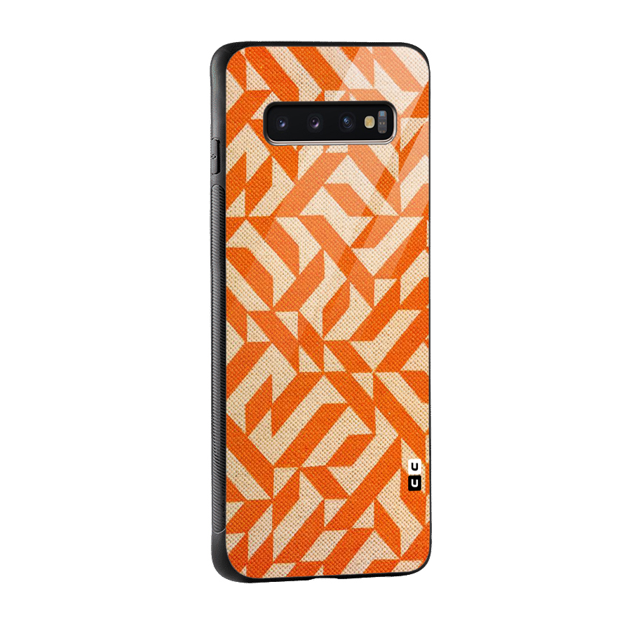 Orange Beige Pattern Glass Back Case for Galaxy S10 Plus