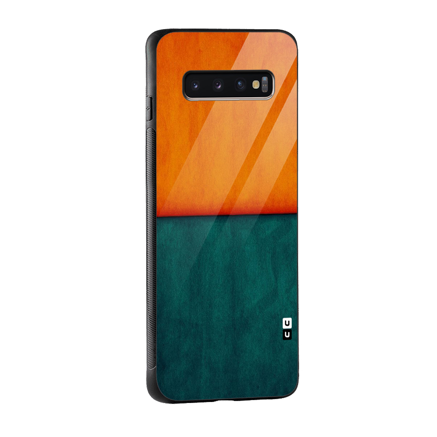 Orange Green Shade Glass Back Case for Galaxy S10 Plus