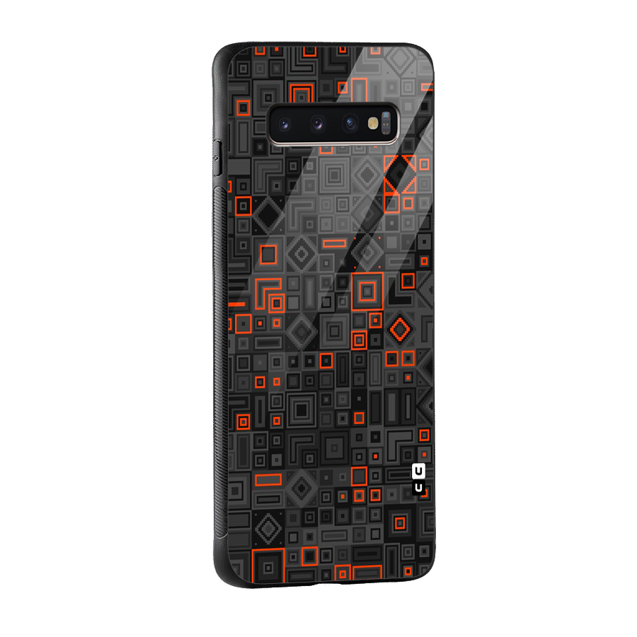 Orange Shapes Abstract Glass Back Case for Galaxy S10 Plus
