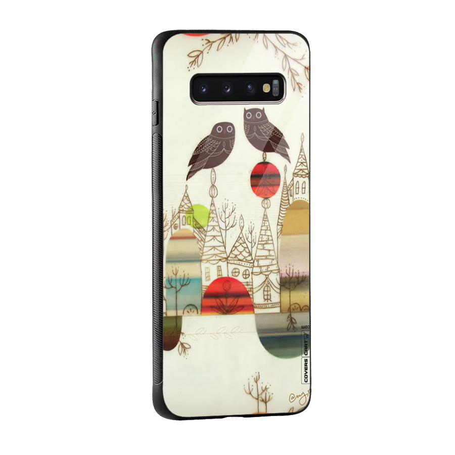 Owl Art Glass Back Case for Galaxy S10 Plus