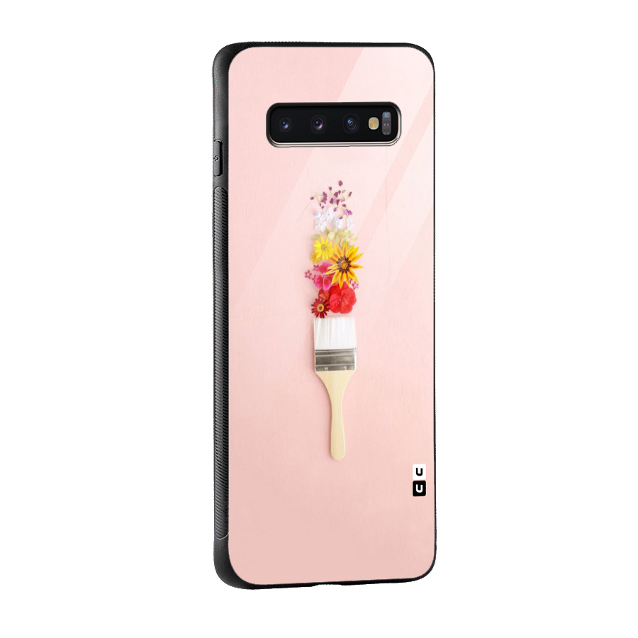 Painted Flowers Glass Back Case for Galaxy S10 Plus
