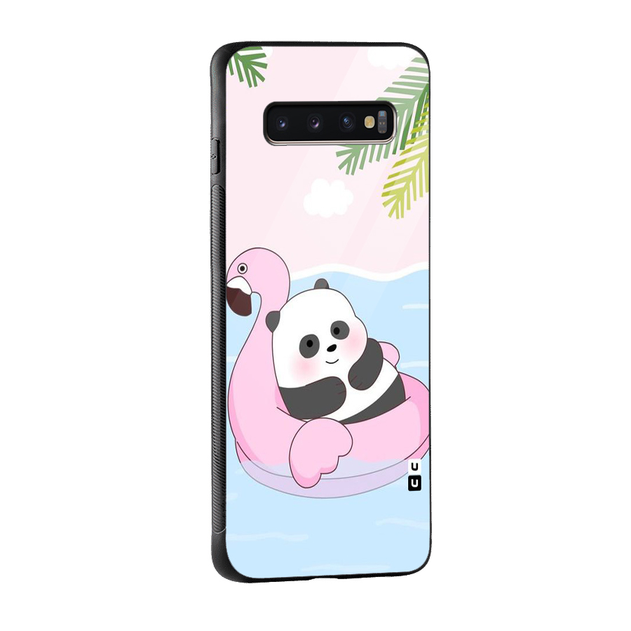 Panda Swim Glass Back Case for Galaxy S10 Plus