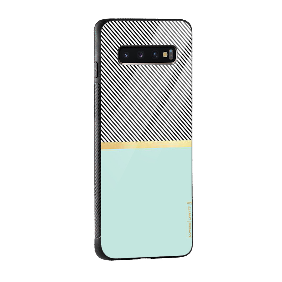 Pastel Green Base Stripes Glass Back Case for Galaxy S10 Plus