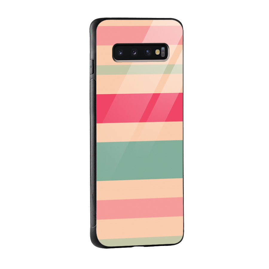 Pastel Stripes Vintage Glass Back Case for Galaxy S10 Plus