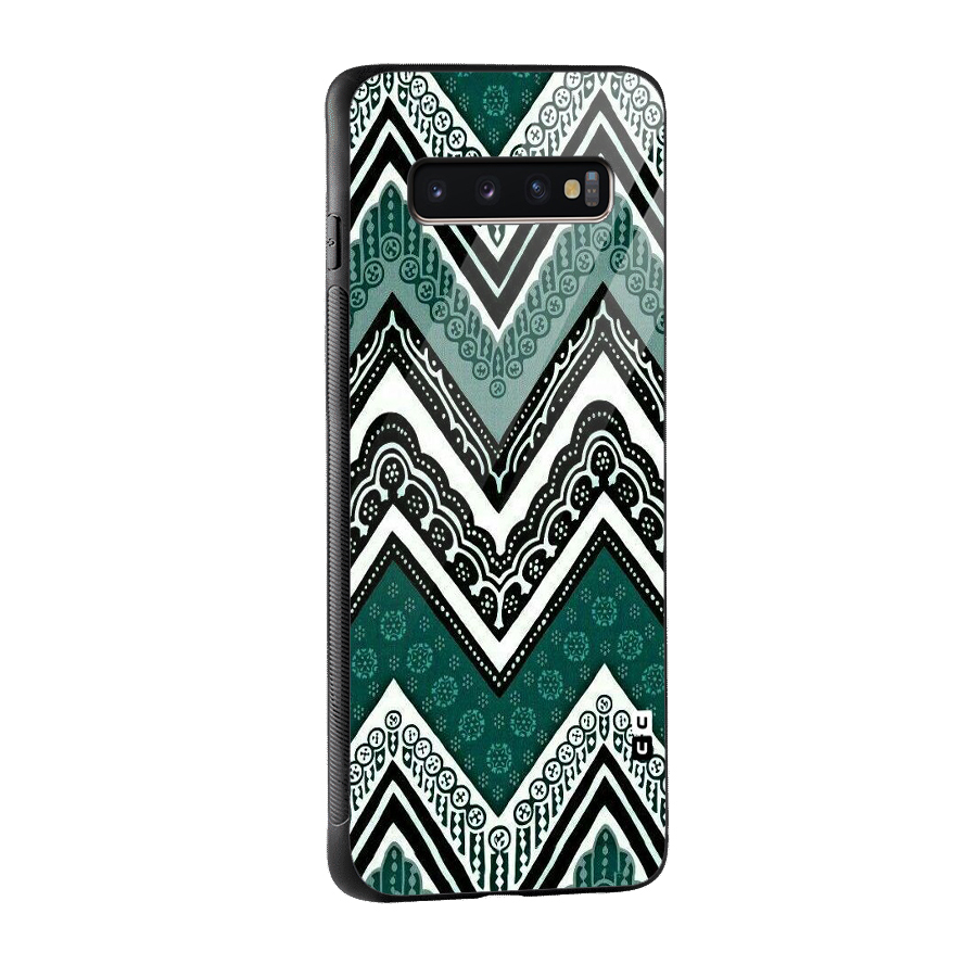 Patterned Chevron Glass Back Case for Galaxy S10 Plus