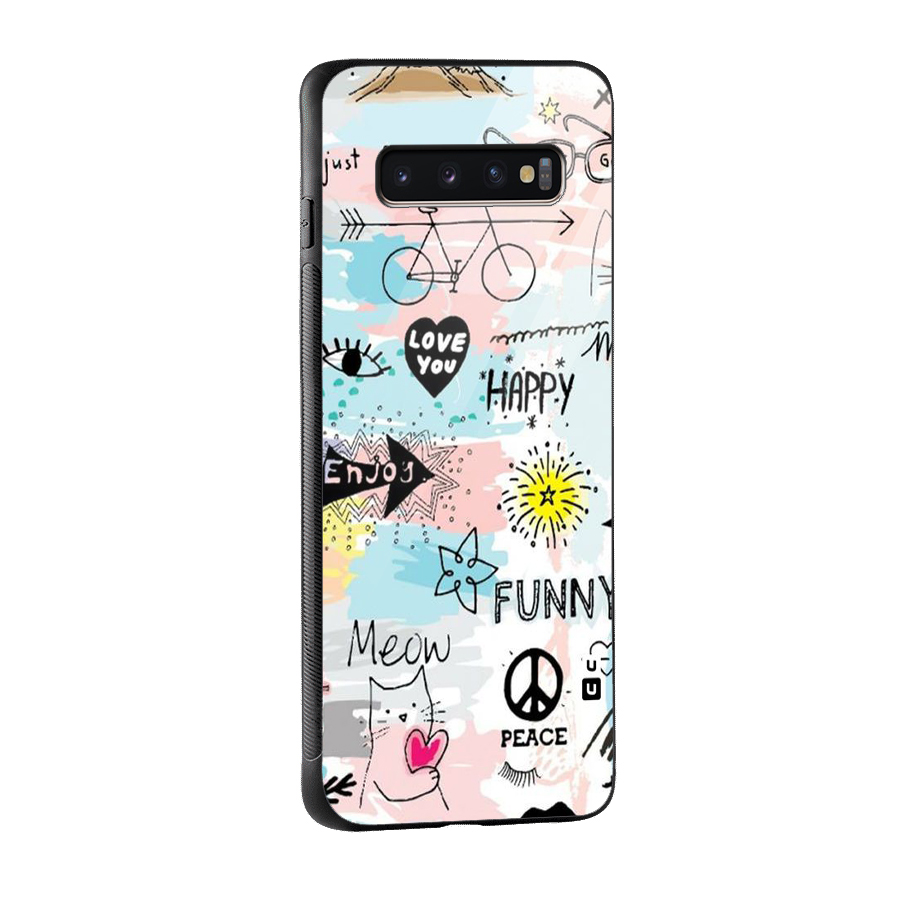 Peace And Funny Glass Back Case for Galaxy S10 Plus