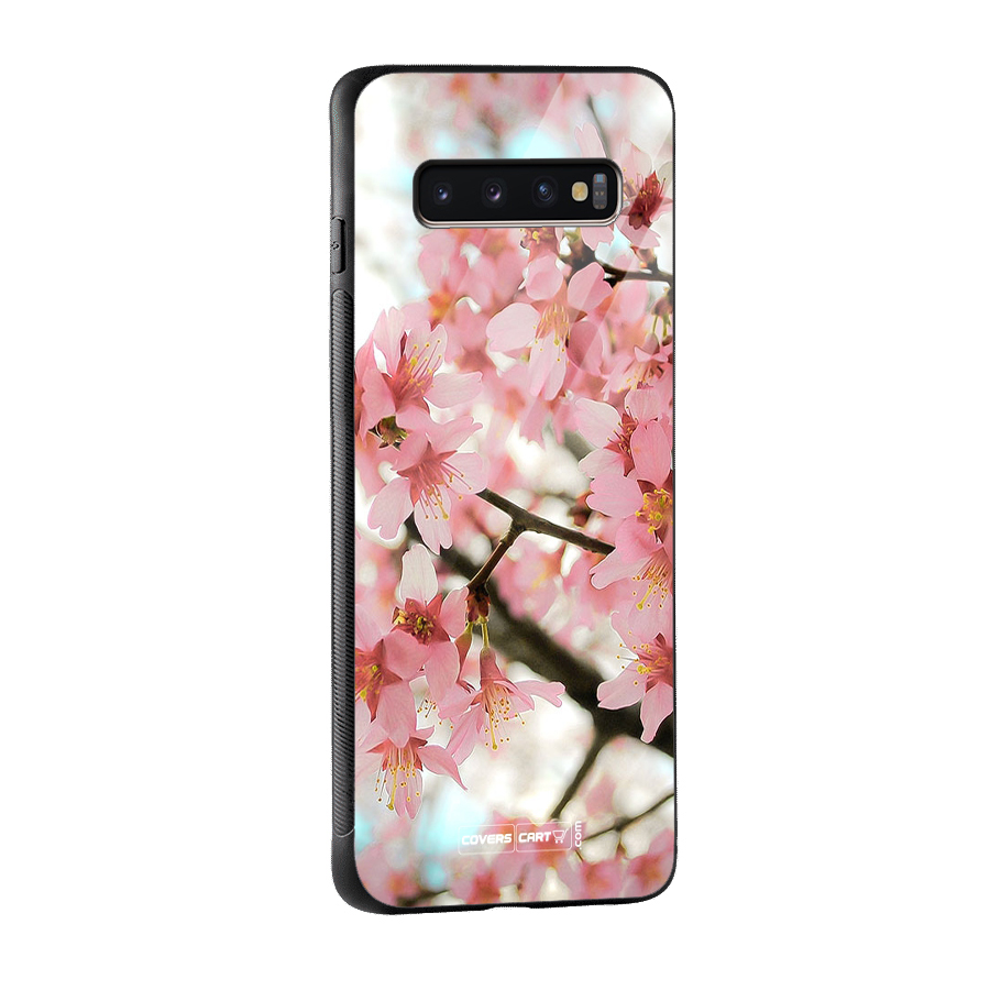 Peach Floral Glass Back Case for Galaxy S10 Plus