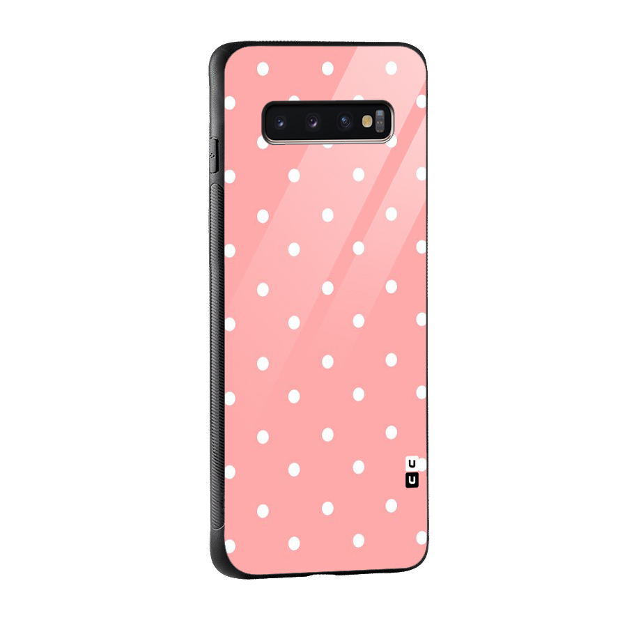 Peach Polka Pattern Glass Back Case for Galaxy S10 Plus