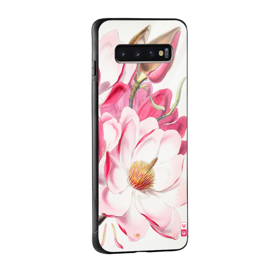 Pink Beautiful Flower Glass Back Case for Galaxy S10 Plus