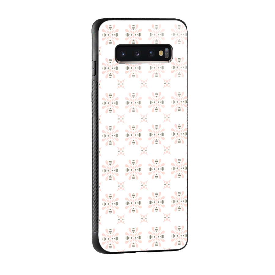 Pink Floral Pattern Glass Back Case for Galaxy S10 Plus