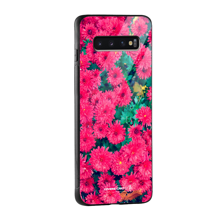 Pink Flowers Glass Back Case for Galaxy S10 Plus