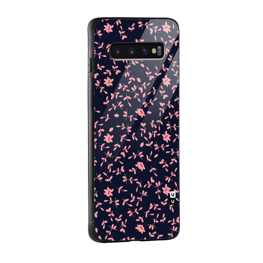 Pink Plant Design Glass Back Case for Galaxy S10 Plus