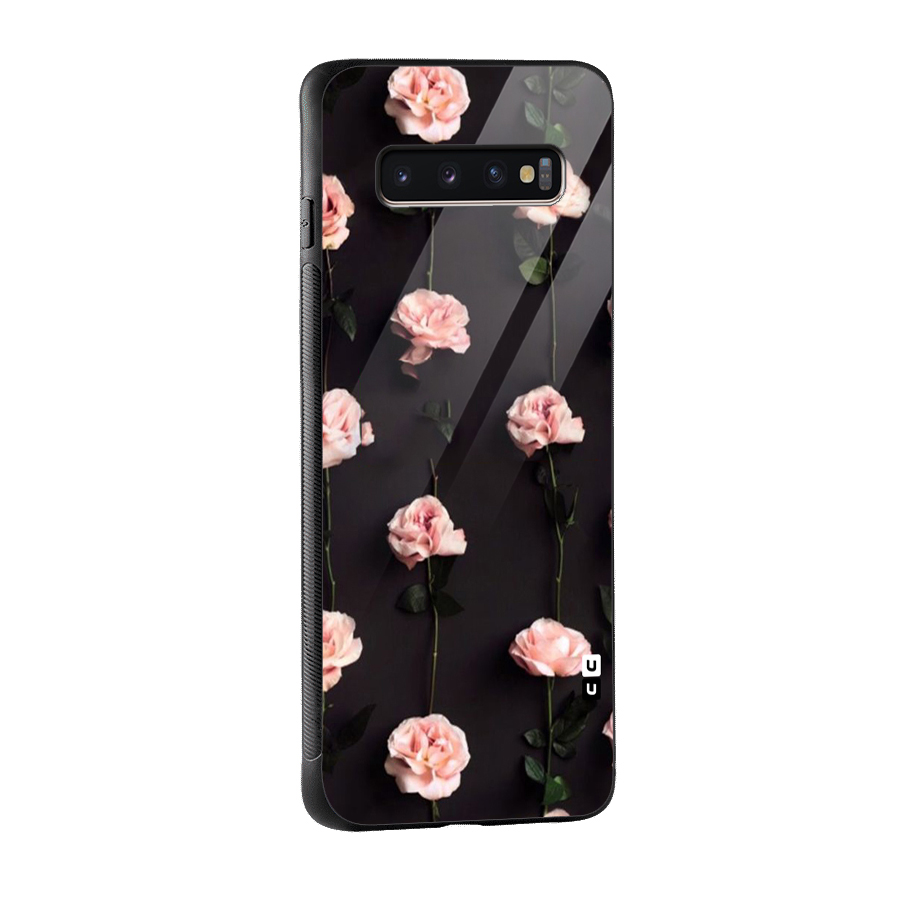 Pink Roses Glass Back Case for Galaxy S10 Plus
