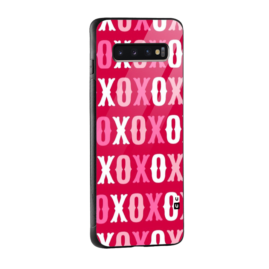 Pink White Xoxo Glass Back Case for Galaxy S10 Plus