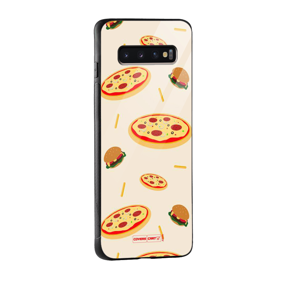 Pizza and Burger Love Glass Back Case for Galaxy S10 Plus