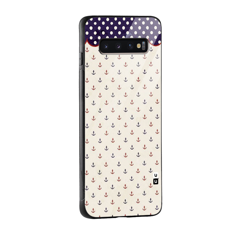 Polka Anchor Glass Back Case for Galaxy S10 Plus