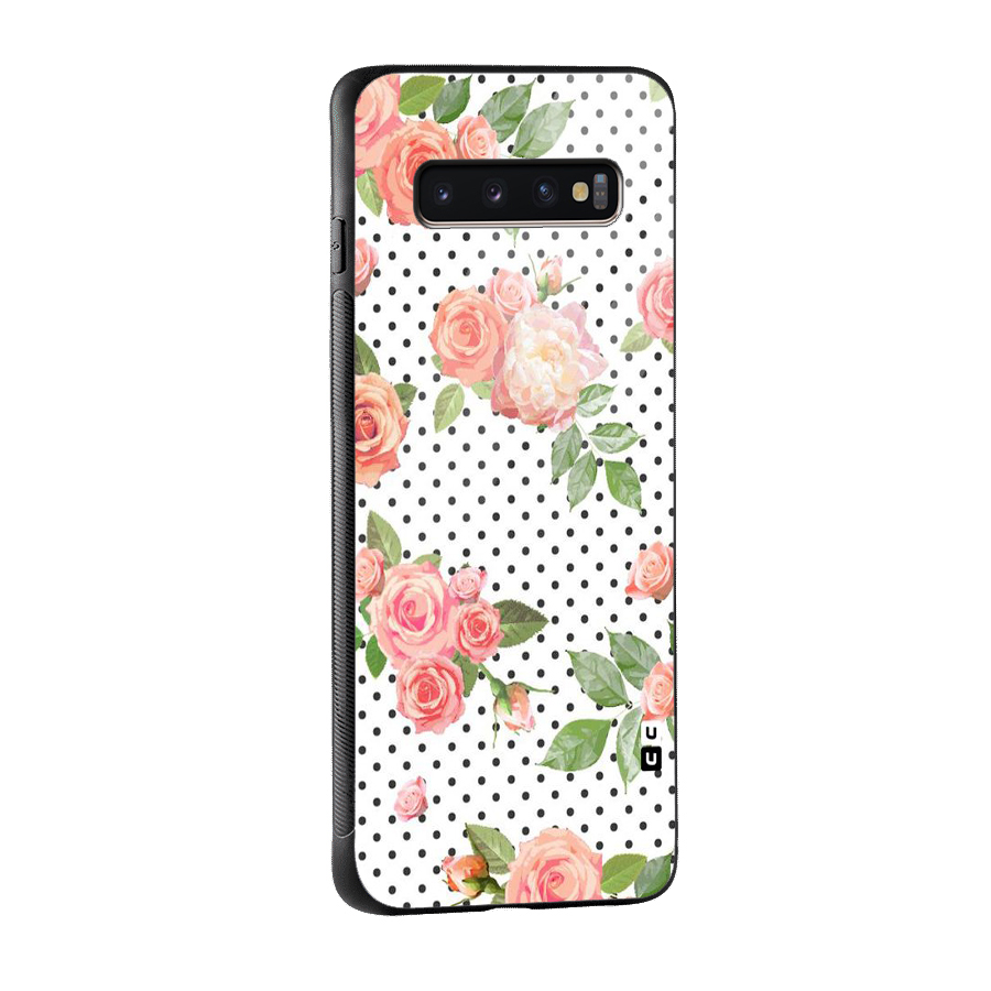 Polka Bloom White Glass Back Case for Galaxy S10 Plus