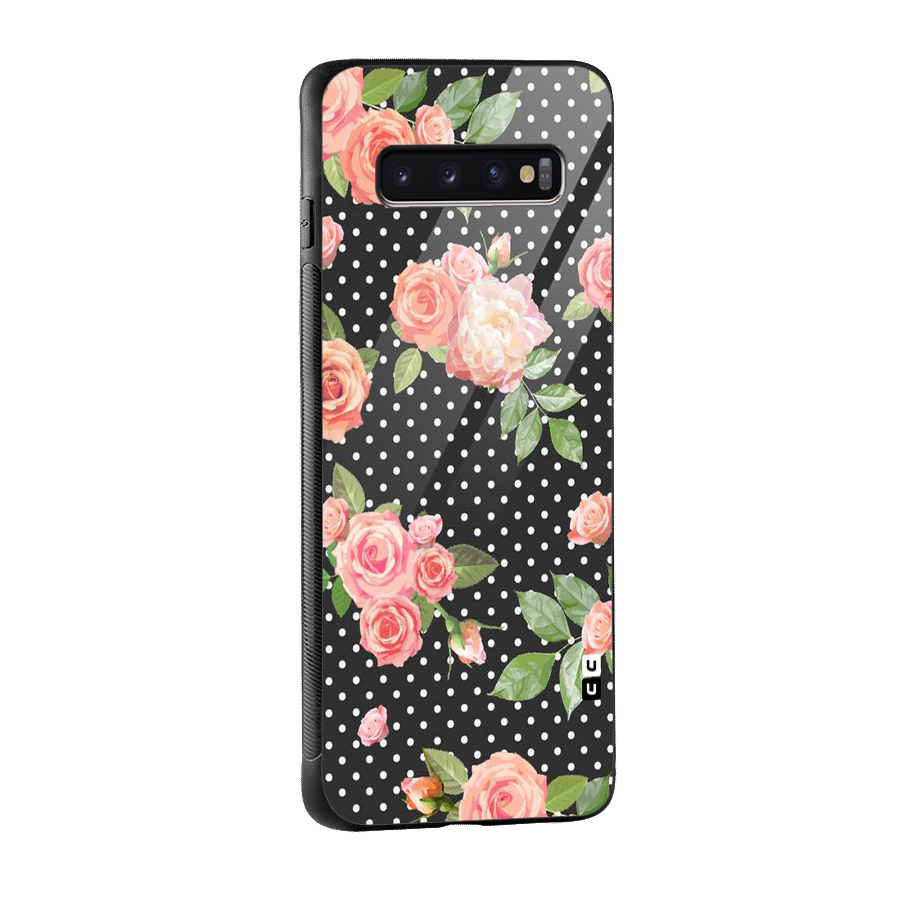 Polka Peach Glass Back Case for Galaxy S10 Plus