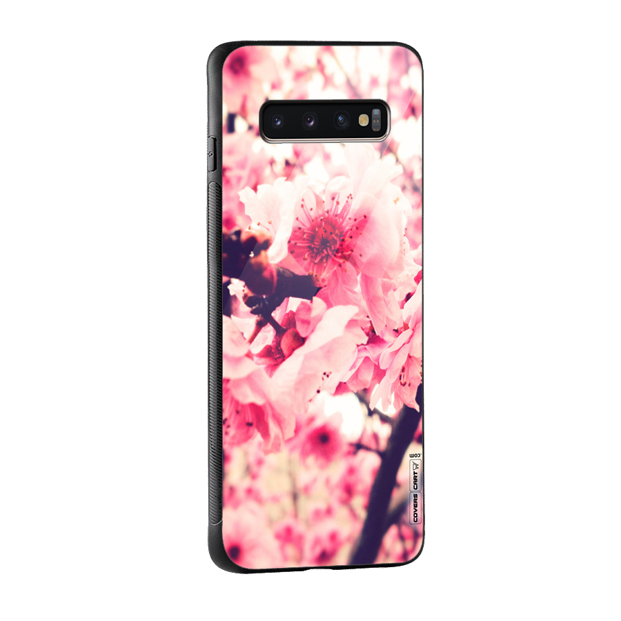 Pretty Pink Flowers Glass Back Case for Galaxy S10 Plus
