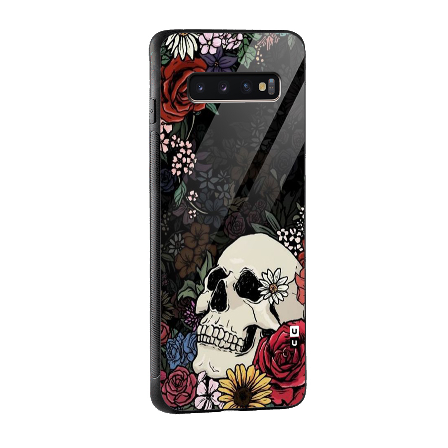 Pretty Skull Glass Back Case for Galaxy S10 Plus