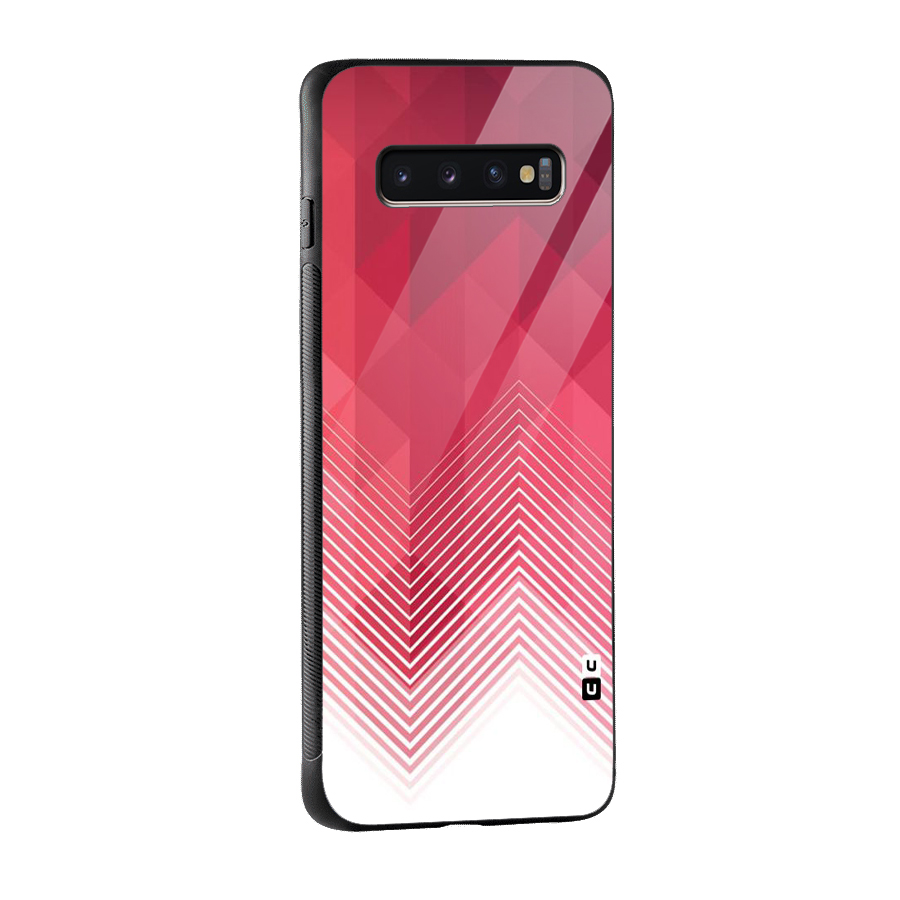 Red Chevron Abstract Glass Back Case for Galaxy S10 Plus