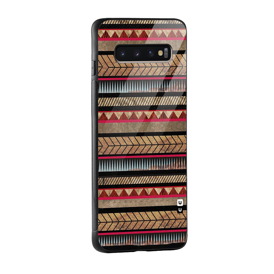 Red Indie Pattern Glass Back Case for Galaxy S10 Plus