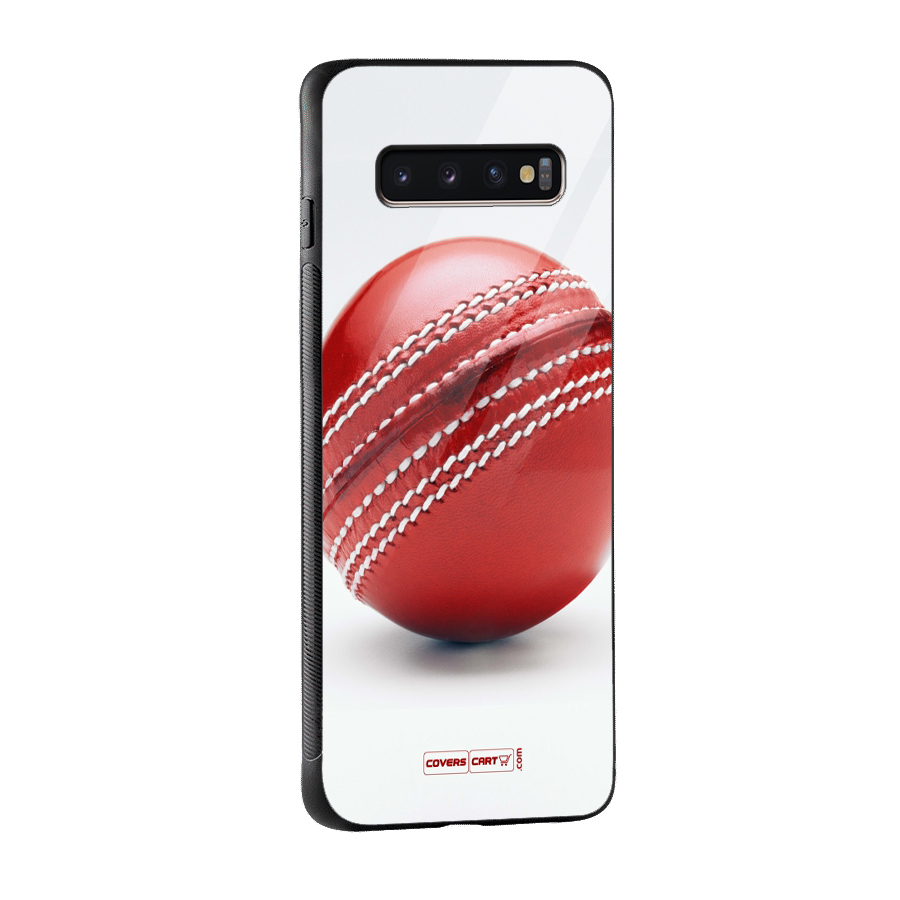 Red International Cricket Ball Glass Back Case for Galaxy S10 Plus