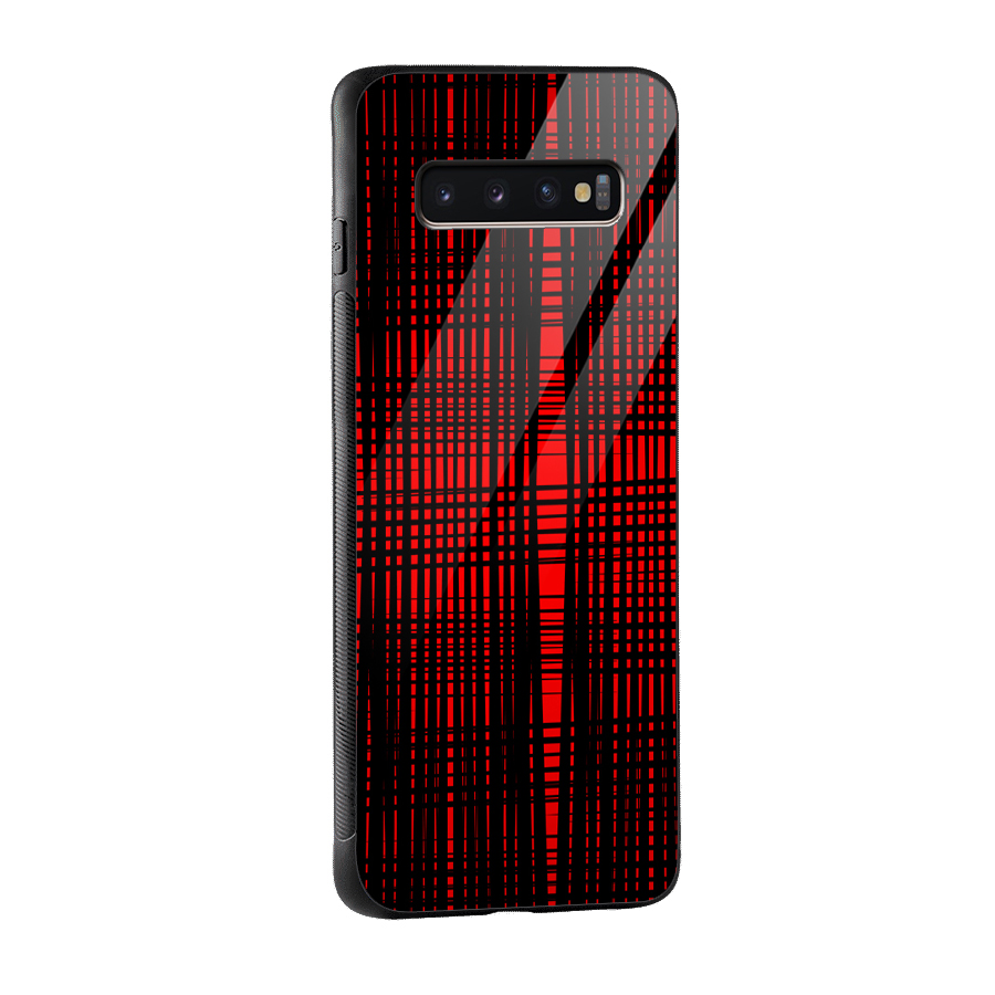 Red Net Design Glass Back Case for Galaxy S10 Plus