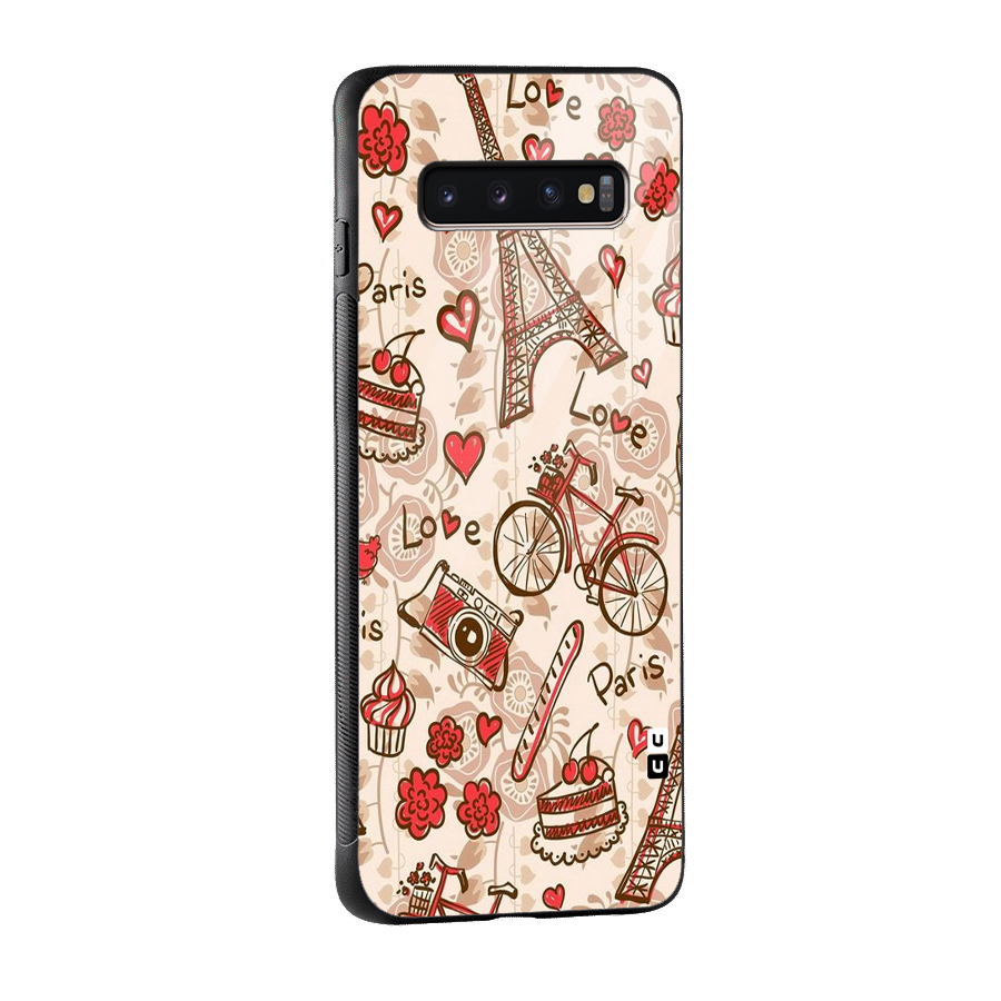 Red Peach City Glass Back Case for Galaxy S10 Plus