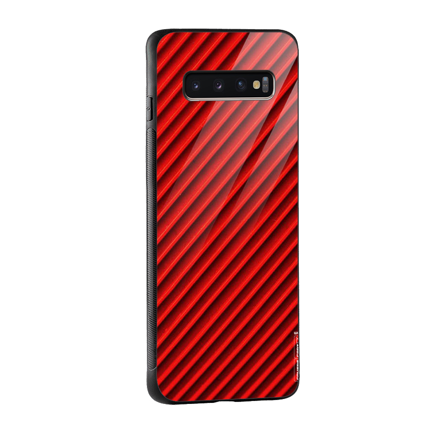 Red Rugged Stripes Glass Back Case for Galaxy S10 Plus
