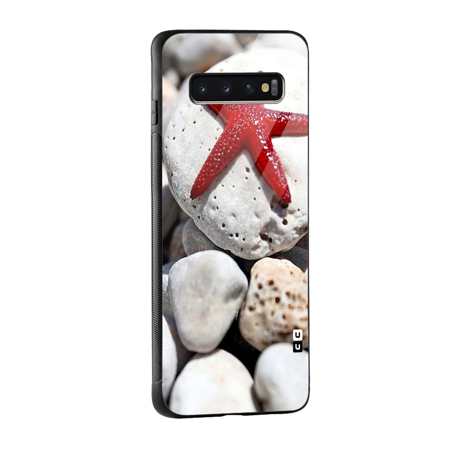 Red Star Fish Glass Back Case for Galaxy S10 Plus