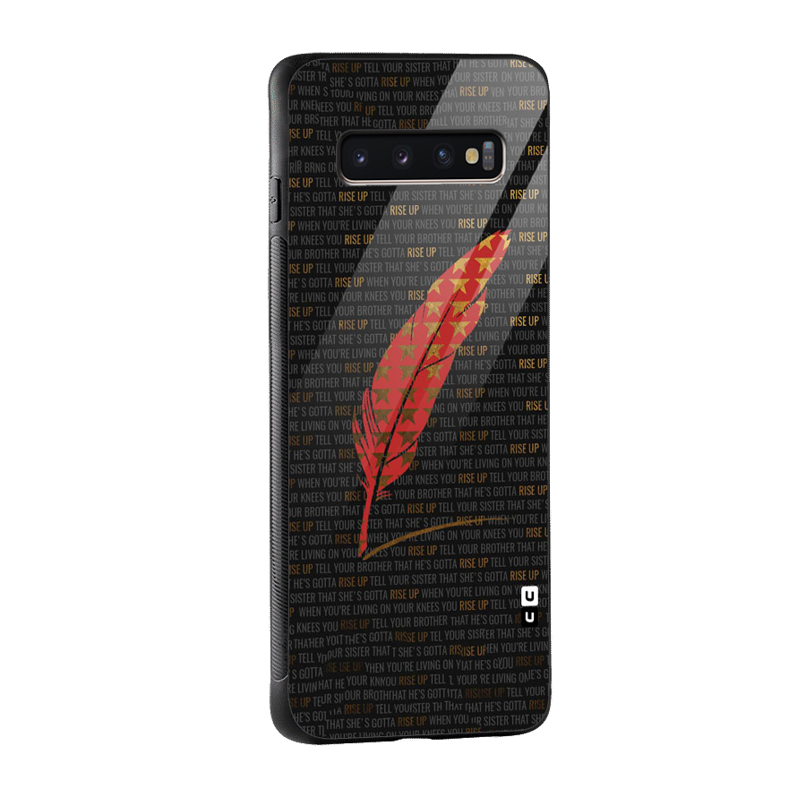 Rise Up Feather Glass Back Case for Galaxy S10 Plus