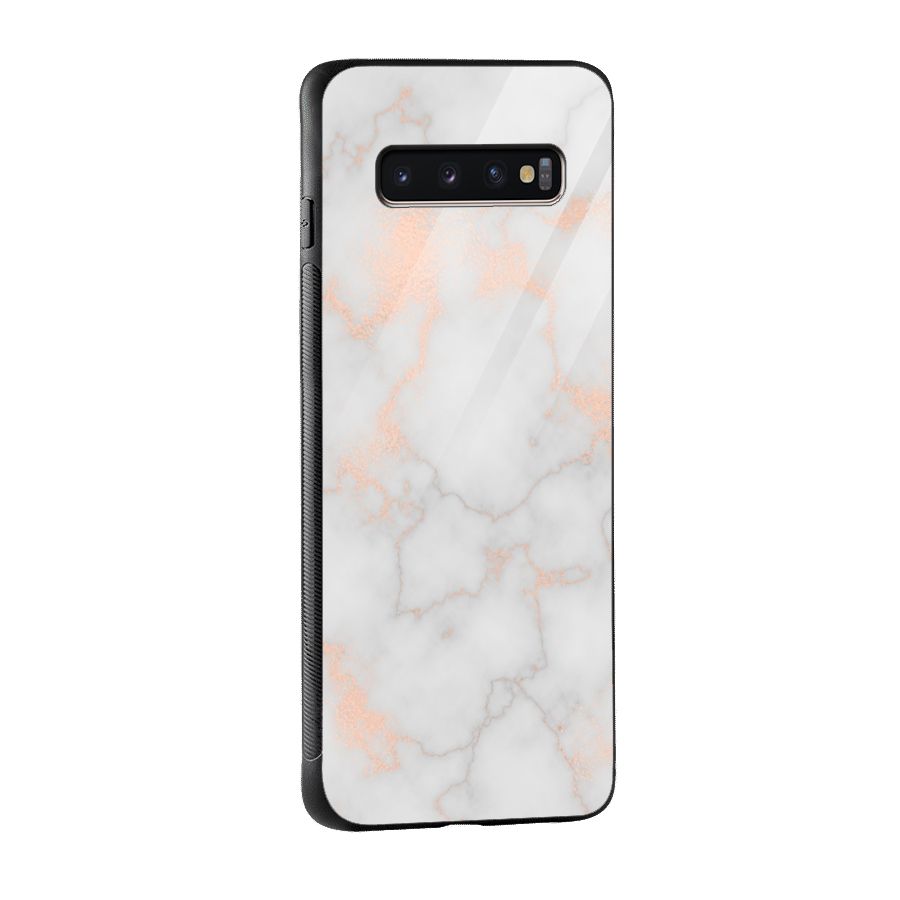 RoseGold Marble Glass Back Case for Galaxy S10 Plus