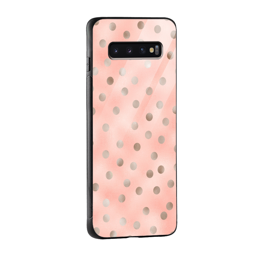 RoseGold Polka Dots Glass Back Case for Galaxy S10 Plus