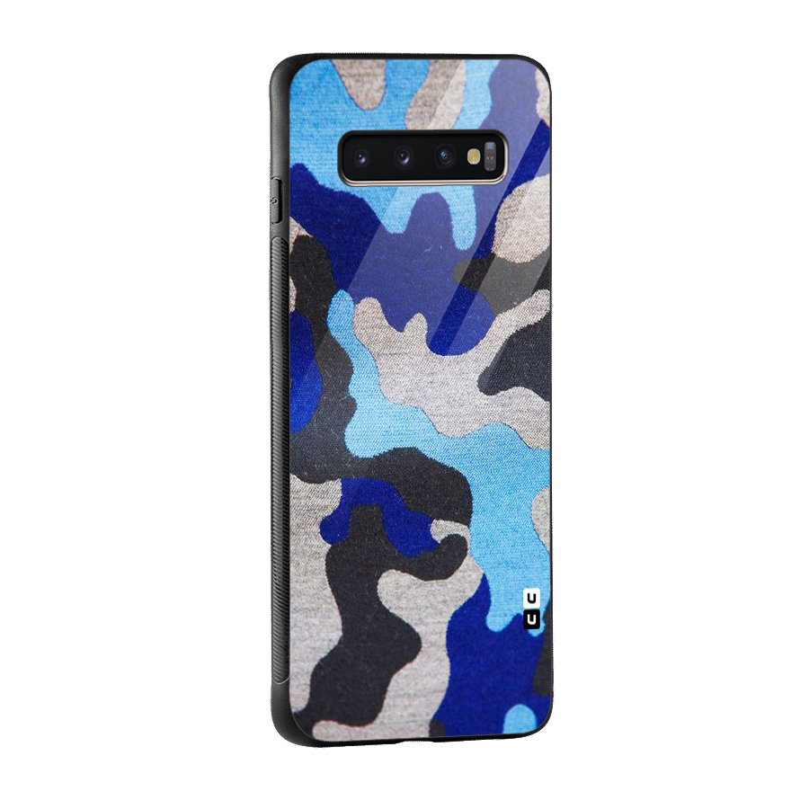 Rugged Camouflage Glass Back Case for Galaxy S10 Plus