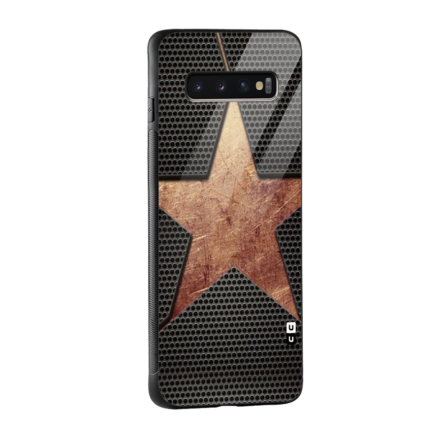 Rugged Gold Star Glass Back Case for Galaxy S10 Plus