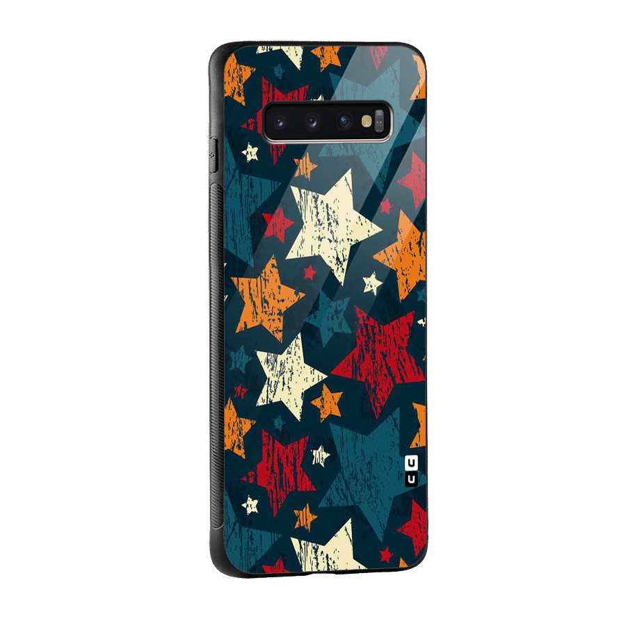 Rugged Star Design Glass Back Case for Galaxy S10 Plus