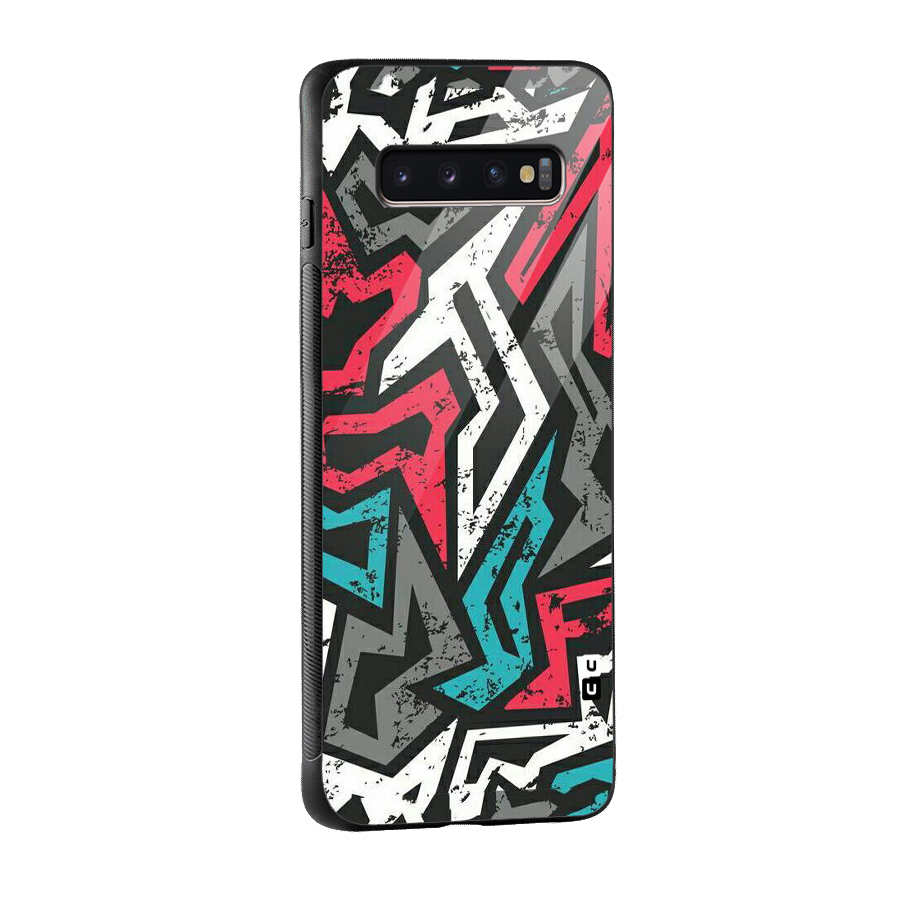Rugged Strike Abstract Glass Back Case for Galaxy S10 Plus