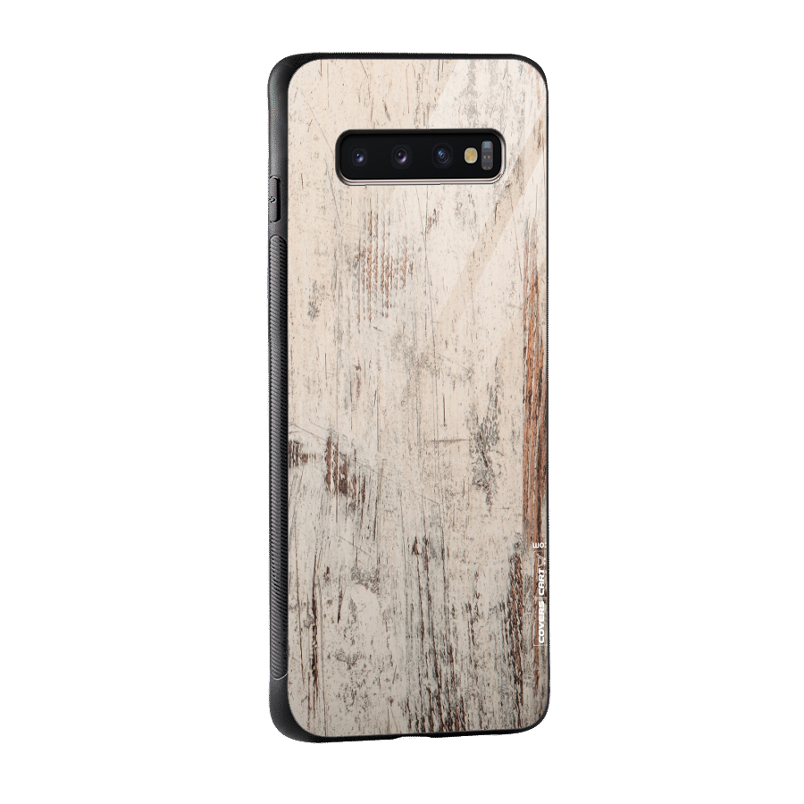 Rugged Wooden Texture Glass Back Case for Galaxy S10 Plus