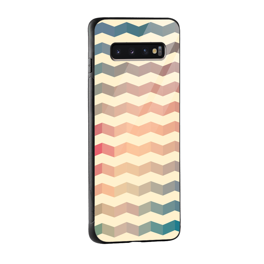 Seamless ZigZag Design Glass Back Case for Galaxy S10 Plus