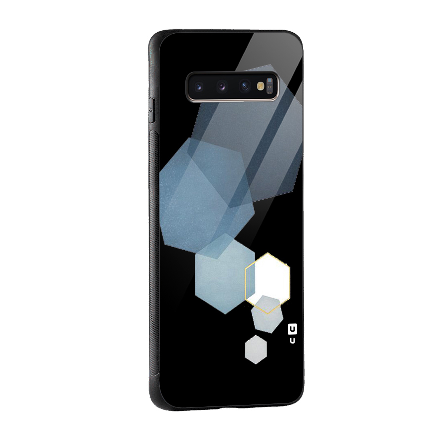 Shades Of Blue Shapes Glass Back Case for Galaxy S10 Plus
