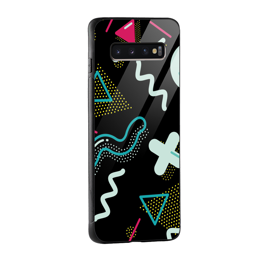 Shapes Pattern Glass Back Case for Galaxy S10 Plus