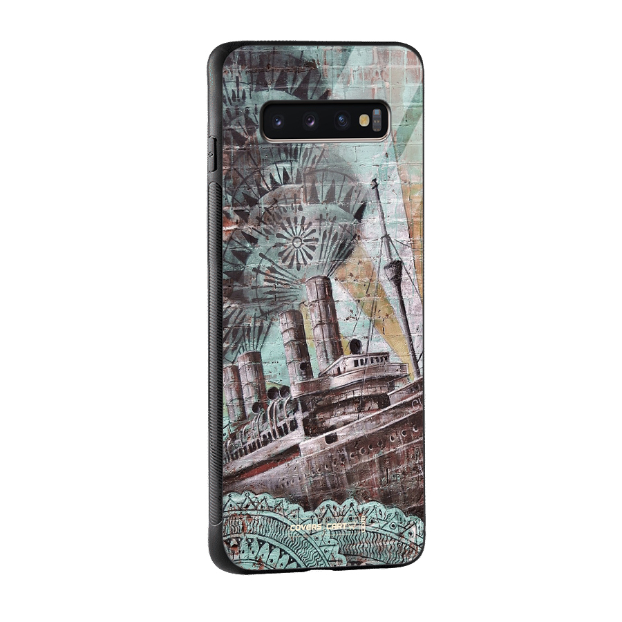 Ship Art Glass Back Case for Galaxy S10 Plus